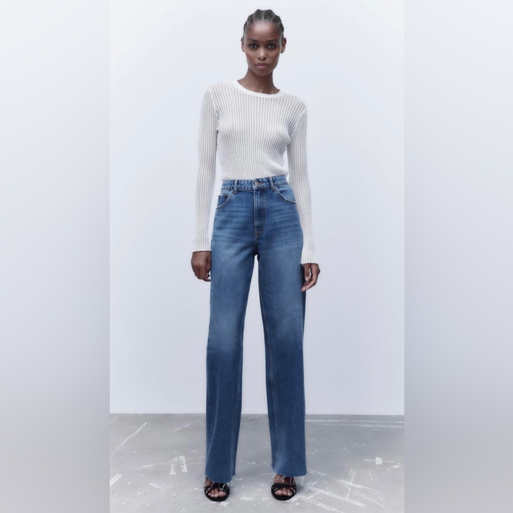 ZARA High waisted wide leg jeans NWT